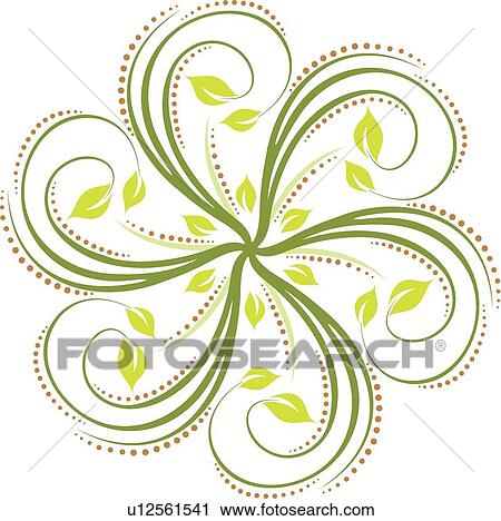 Green Swirled Design Ornament with Leaves View Large Clip Art Graphic Clipart - Green Swirled Design Ornament with Leaves. Fotosearch