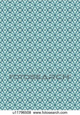 Clip Art - Green Vintage Background Pattern. Fotosearch