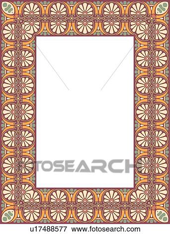 Green, yellow and orange floral victorian Border View Large Clip Art Graphic Clip Art - Green, yellow and orange floral victorian Border. Fotosearch