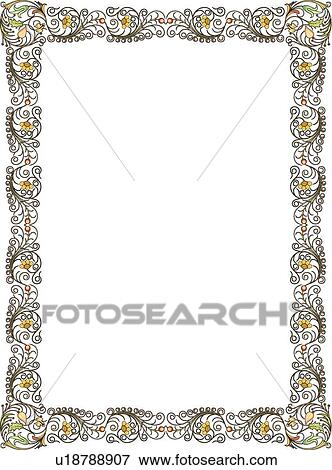 Green, yellow and orange victorian floral Border View Large Clip Art Graphic Clip Art - Green, yellow and orange victorian floral Border. Fotosearch