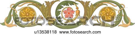 Green, yellow and pink floral Design Ornament View Large Clip Art Graphic Clip Art - Green, yellow and pink floral Design Ornament. Fotosearch