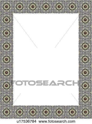 Clipart - Grey and Green Floral Border. Fotosearch