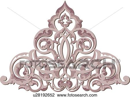 Clipart - Grey Swirl Design Ornament. Fotosearch