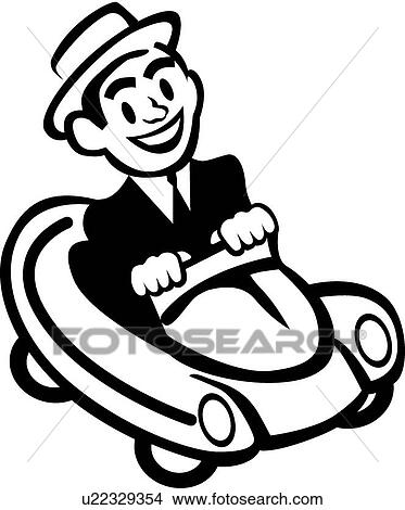 Clipart - Happy man driving . Fotosearch
