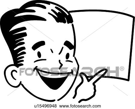Clip Art - Happy man pointing. Fotosearch