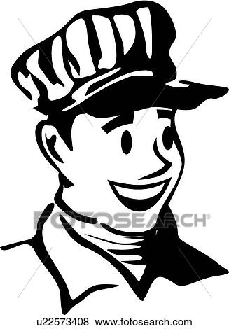 Clip Art - Happy man wearing a hat. Fotosearch