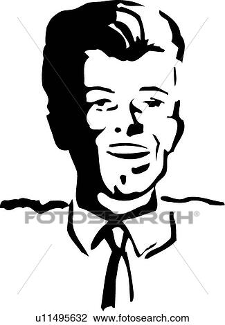 Clipart - Happy man with shirt and tie. Fotosearch