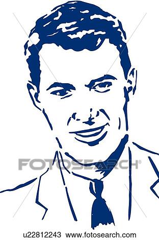 Clipart - Head and shoulders of man with suit and tie. Fotosearch