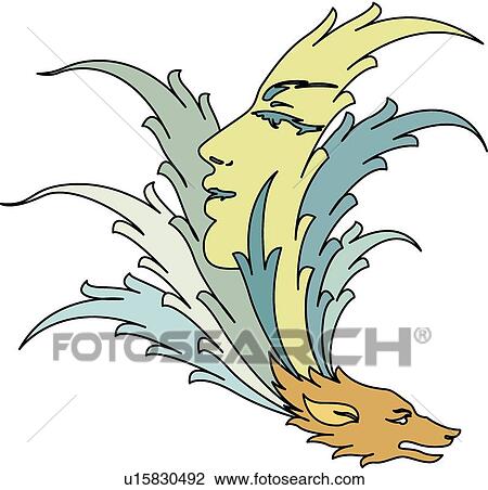 Clipart - Head of Fox and Human. Fotosearch