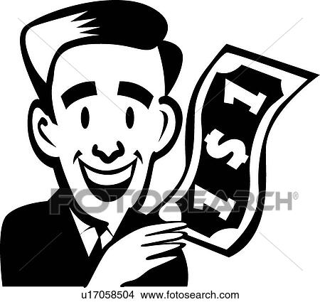 Clipart - Holding a us dollar bill . Fotosearch