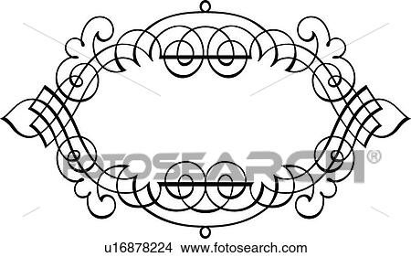 Clipart - Horizontal Calligraphic Design of swirled frame. Fotosearch