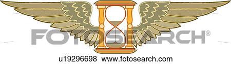 Clip Art - Hourglass with Wings. Fotosearch