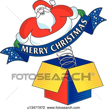 Jack in the box Santa View Large Clip Art Graphic Clipart - Jack in the box Santa . Fotosearch