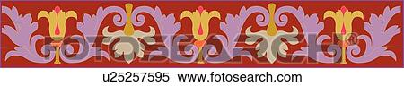 Clipart - Leaf and Flower Repeating Pattern Design Ornament. Fotosearch