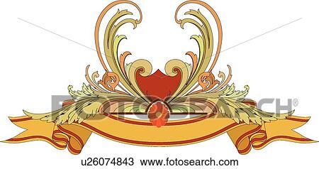 Clipart - Leaf and heart ribbon with copy space. Fotosearch
