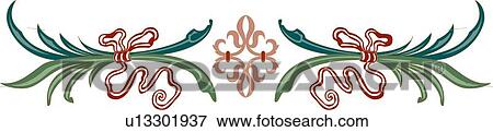 Leaf and Ribbon Design Ornament View Large Clip Art Graphic Clip Art - Leaf and Ribbon Design Ornament. Fotosearch