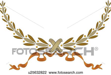 Clipart - Leaf Banner with Gold Ribbon. Fotosearch
