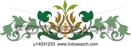 Clipart - Leaves and header orange circle . Fotosearch