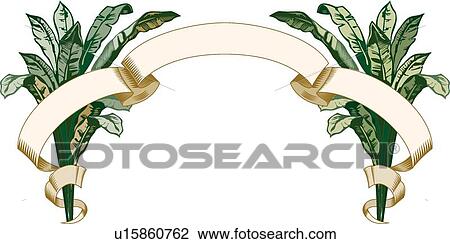 Clipart - Leaves holding a tan banner. Fotosearch
