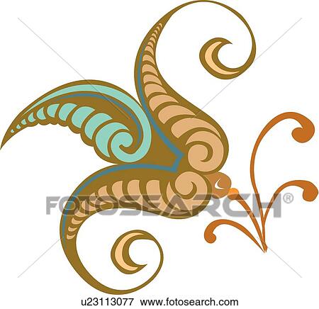 Clip Art - Lines and swirls brown and teal . Fotosearch