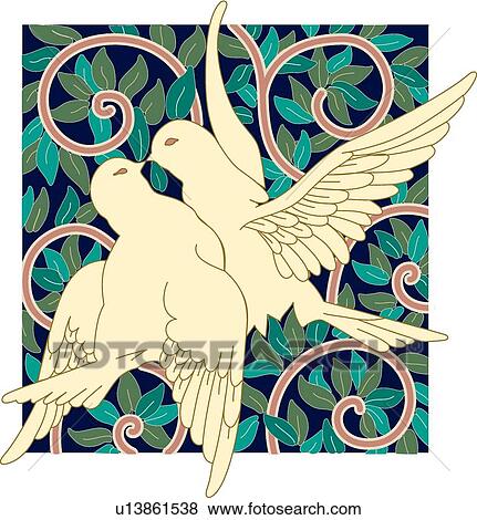 Love Birds Design Ornament View Large Clip Art Graphic Clip Art - Love Birds Design Ornament. Fotosearch