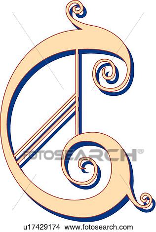Lubna letter C View Large Clip Art Graphic Clipart - Lubna letter C. Fotosearch