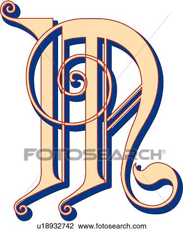 Lubna letter M View Large Clip Art Graphic Clipart - Lubna letter M. Fotosearch