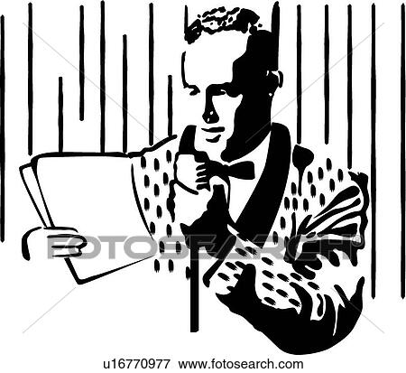 Clip Art - Man holding a microphone. Fotosearch