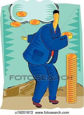 Clipart - Man in suit throwing money. Fotosearch