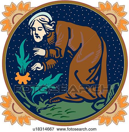 Man Smelling a Flower Design Ornament View Large Clip Art Graphic Clip Art - Man Smelling a Flower Design Ornament. Fotosearch