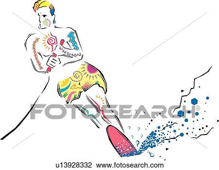 Clipart - Man waterskiing. Fotosearch