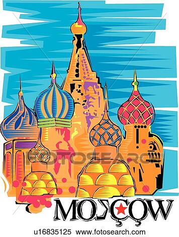 Moscow View Large Clip Art Graphic Clipart - Moscow. Fotosearch