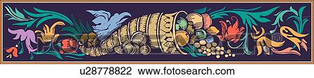 Multi-colored cornucopia rectangle Design Ornament View Large Clip Art Graphic Clipart - Multi-colored cornucopia rectangle Design Ornament. Fotosearch