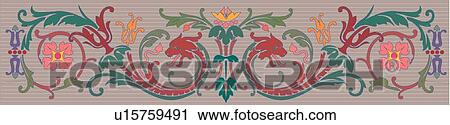 Multi Colored Floral Design Ornament View Large Clip Art Graphic Clipart - Multi Colored Floral Design Ornament. Fotosearch