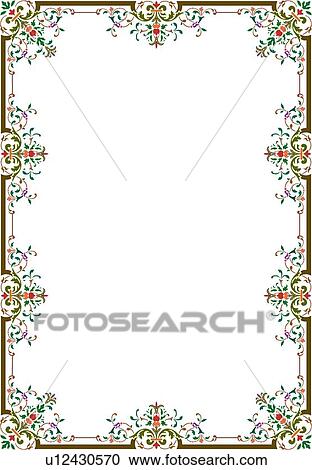 Multi-colored floral victorian Border View Large Clip Art Graphic Clipart - Multi-colored floral victorian Border. Fotosearch