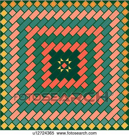 Clipart - Multi-Colored Quilt Arabesque Design. Fotosearch