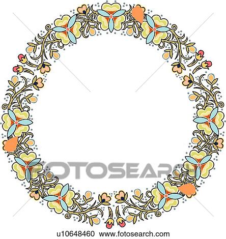 Clipart - Multicolored floral frame . Fotosearch