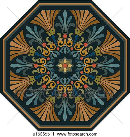 Clipart - Octagon Floral Design Ornament. Fotosearch