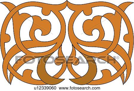 Orange and Brown Arabesque Design View Large Clip Art Graphic Clipart - Orange and Brown Arabesque Design. Fotosearch