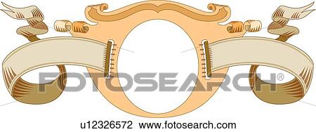 Orange and brown crest header with open oval center and brown ribbons to each side View Large Clip Art Graphic Clipart - Orange and brown crest header with open oval center and brown ribbons to each side. Fotosearch