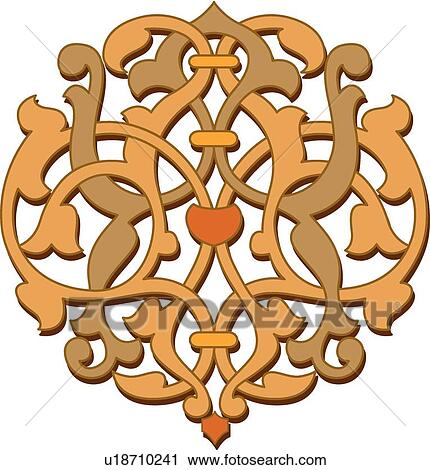 Orange and brown fancy leaf Arabesque Design View Large Clip Art Graphic Clipart - Orange and brown fancy leaf Arabesque Design. Fotosearch