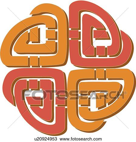 Clipart - Orange and brown Olde world Design Ornament. Fotosearch