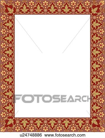 Orange and Gold Floral Border View Large Clip Art Graphic Clip Art - Orange and Gold Floral Border. Fotosearch