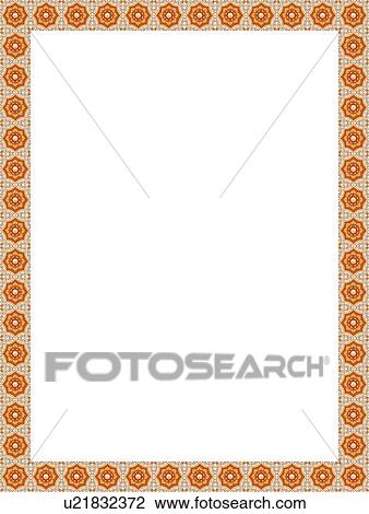 Orange and gold flower victorian Border View Large Clip Art Graphic Clipart - Orange and gold flower victorian Border. Fotosearch