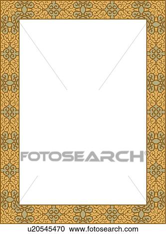 Clipart - Orange and Green Art Nouveau Border. Fotosearch