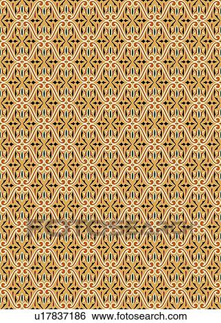 Clip Art - Orange and green fancy background pattern . Fotosearch