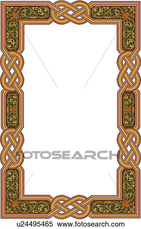 Orange and Green Floral and Knot Frame View Large Clip Art Graphic Clipart - Orange and Green Floral and Knot Frame. Fotosearch