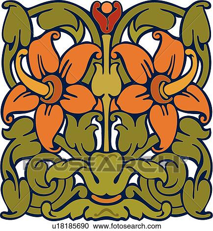 Orange and Green Square Design Ornament View Large Clip Art Graphic Clipart - Orange and Green Square Design Ornament. Fotosearch