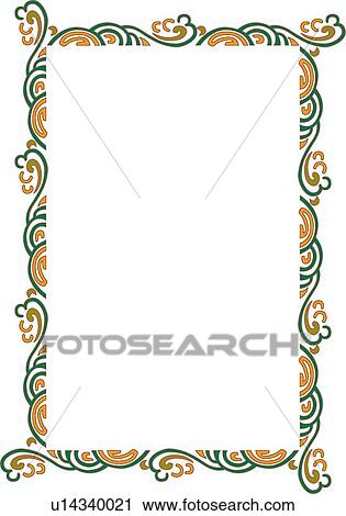 Clipart - Orange and Green Swirl Border. Fotosearch
