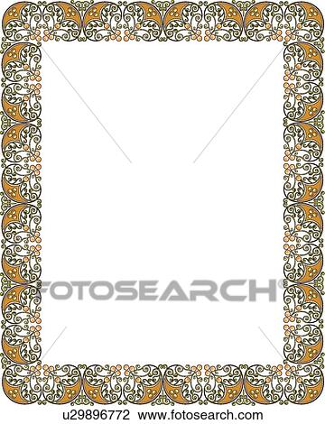 Orange and Green Victorian Border View Large Clip Art Graphic Clipart - Orange and Green Victorian Border. Fotosearch